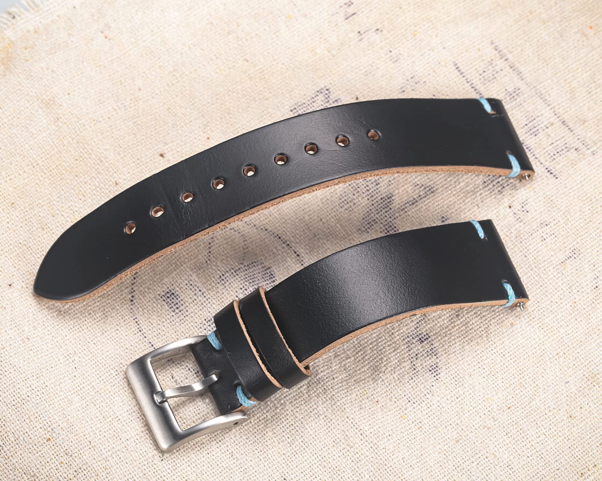 hemsut h 20mm Leather Watch Bands for Men, Thin Soft Horween Leather Watch Strap Quick Release Vintage Watch Wrap