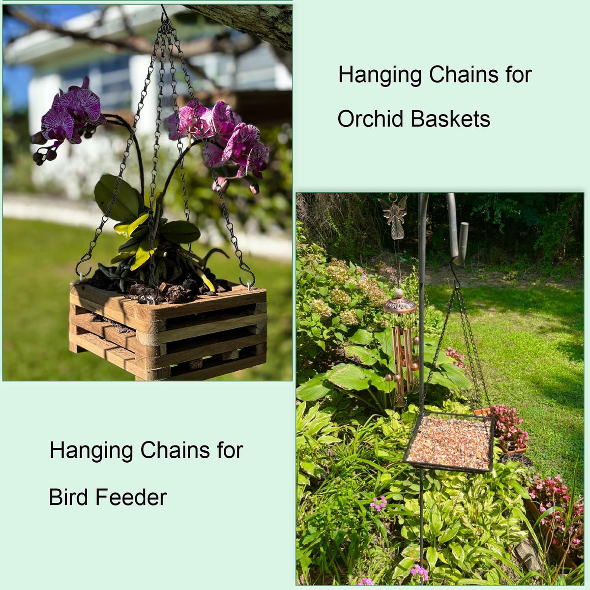 Heybe Hanging Baskets Chains 23 Inches 4 Leads Hanging Chains Flower Pot Hanger Replacement Plant Hangers for Planters and Lanterns, Pack of 3 (4 Legs)