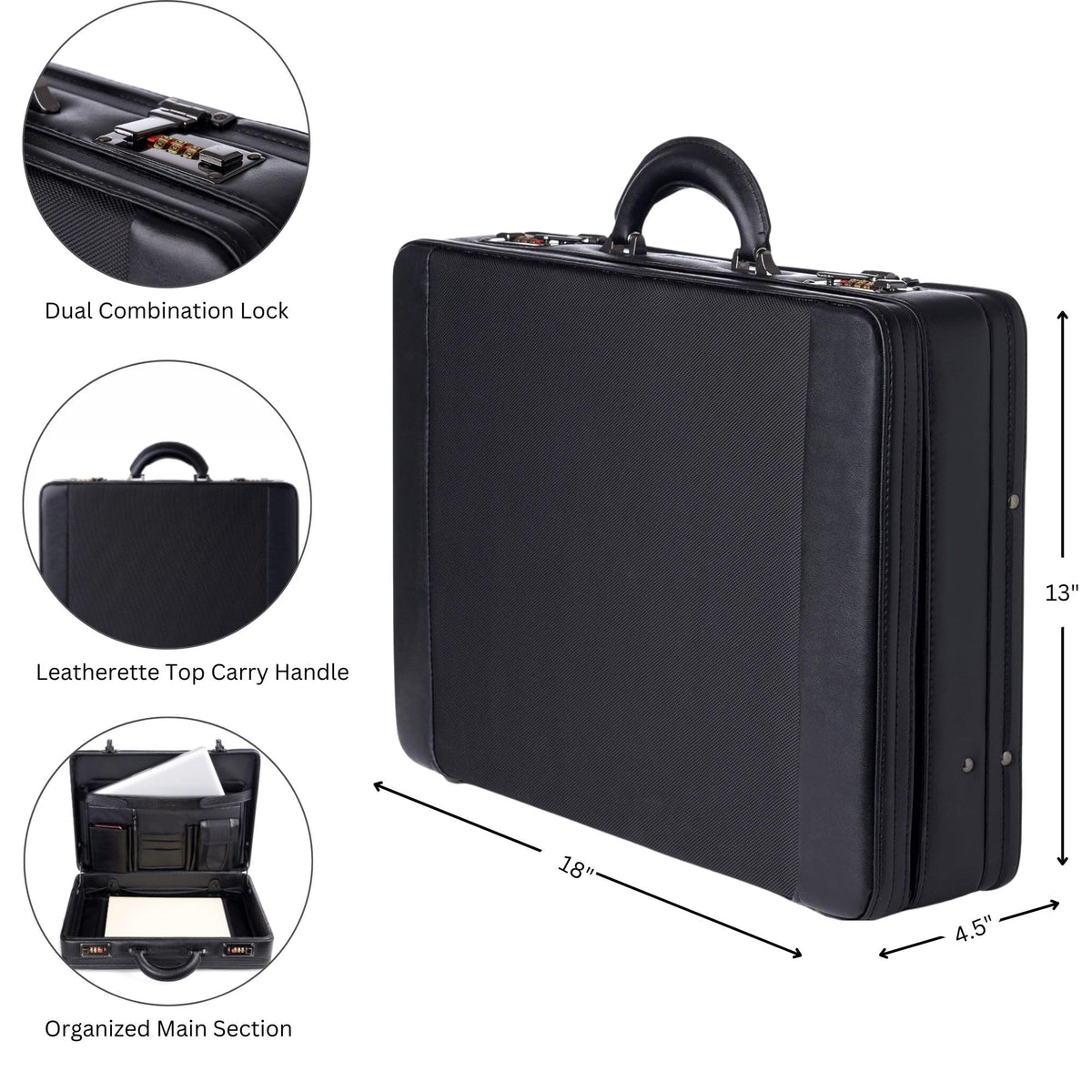Alpine Swiss Mens Briefcase | Hard Side Business Case | Expandable Attache Case For Men | Dual Combination Locks | Padded Interior | Multi Organizer Pockets | Manufacturer’s Warranty