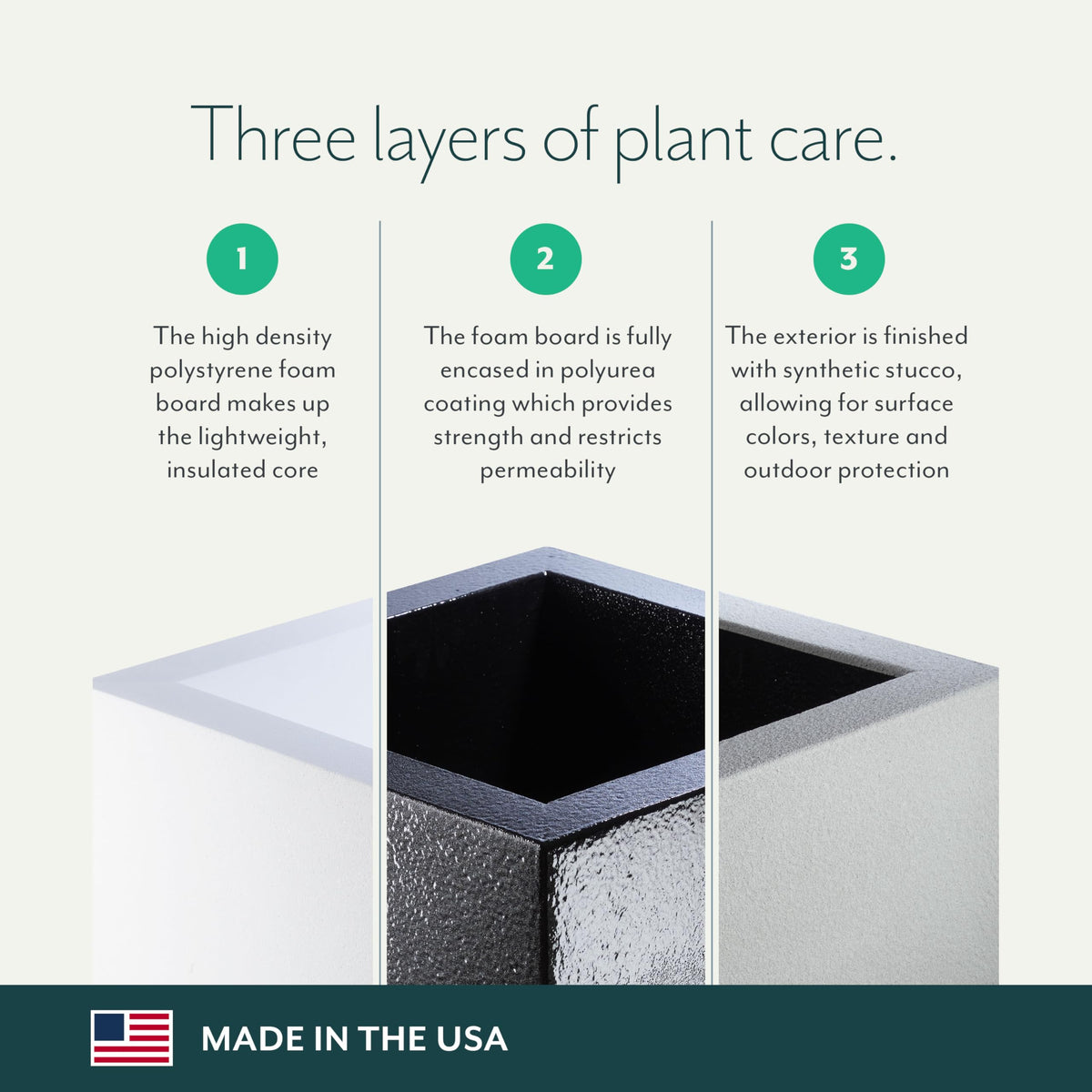 PolyStone Milan Rectangular Trough Planter – 46" x 17" x 19" – Large Lightweight Indoor/Outdoor Planter Box – Modern Stone-Look Resin – Durable All-Weather w/Drainage Holes – Made in USA – Black