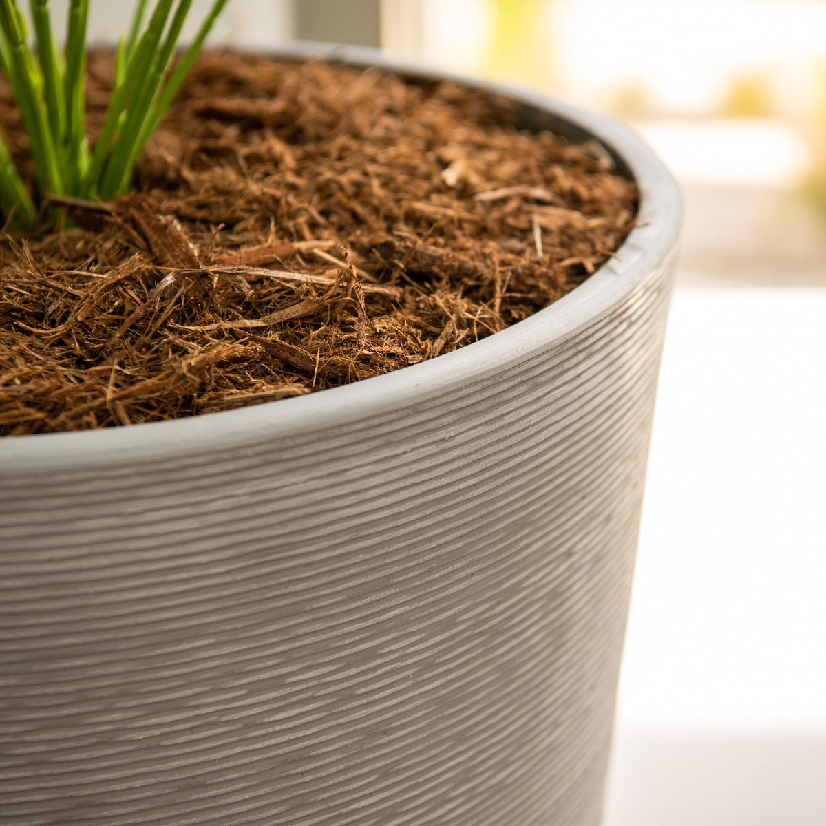 XBrand Modern 28-Inch Tall Round Planter, Modern Tapered Planter Perfect for Indoor & Outdoor Planter, Patio Décor, Gray
