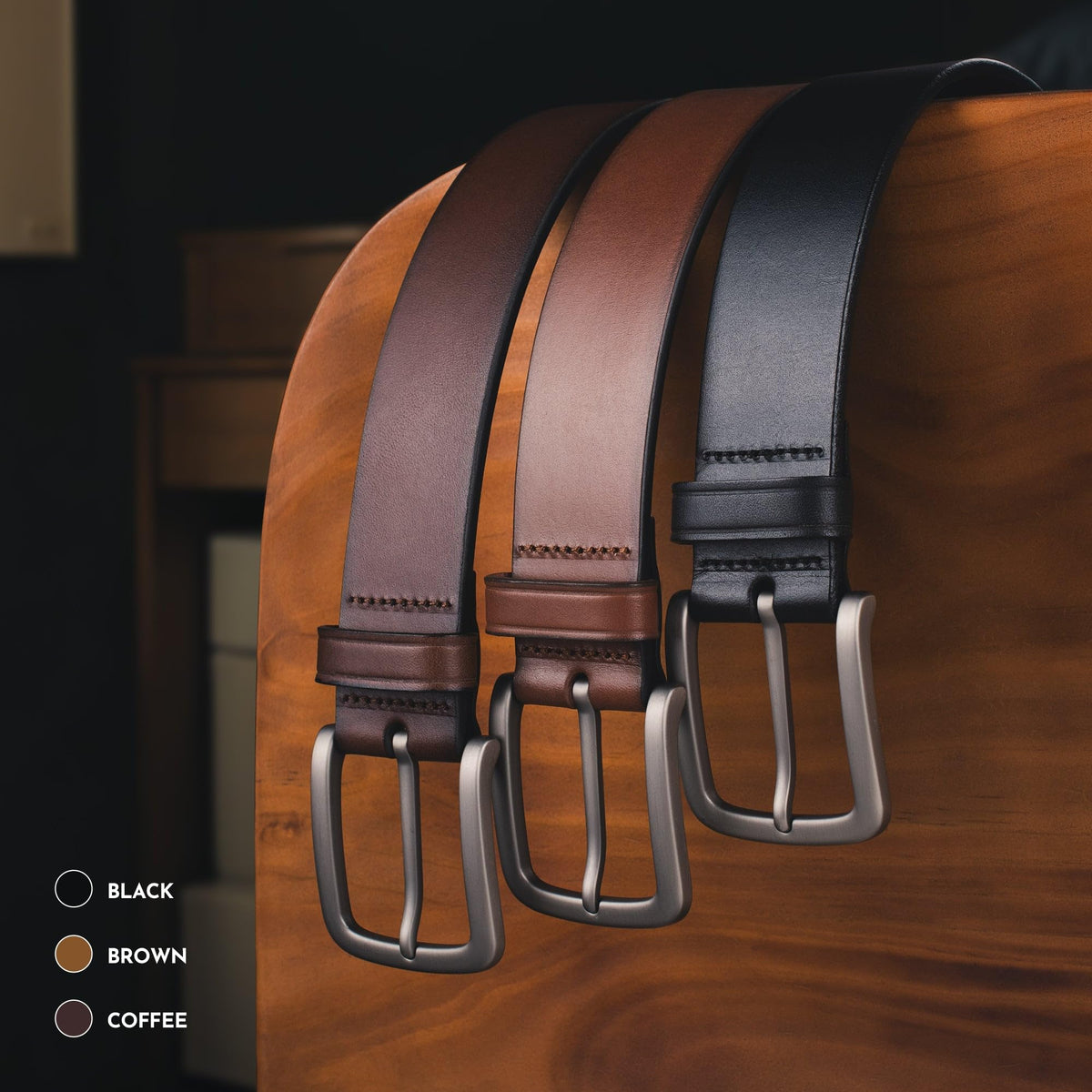 Buffway Men's Leather Belt,1.5" Handcrafted Top-Grain Leather – Durable,Comfortable,Suitable for Everyday Formal & Casual Wear - Size 40" Coffee