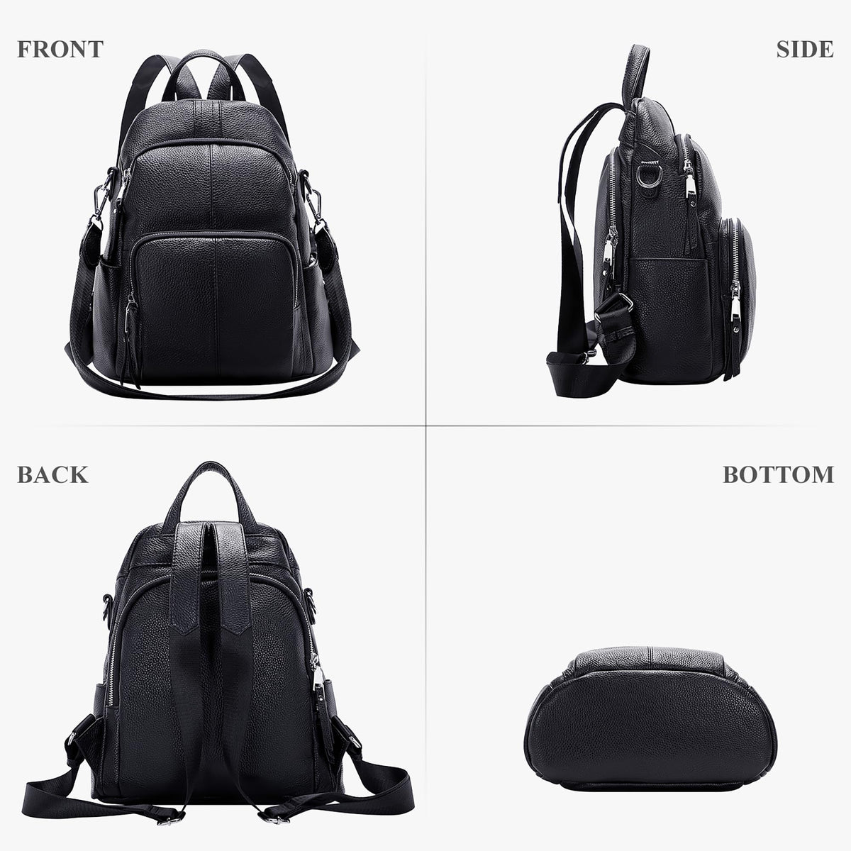 ALTOSY Soft Leather Backpack Purse For Women -theft Backpacks Versatile Shoulder Bag（S81 Black）
