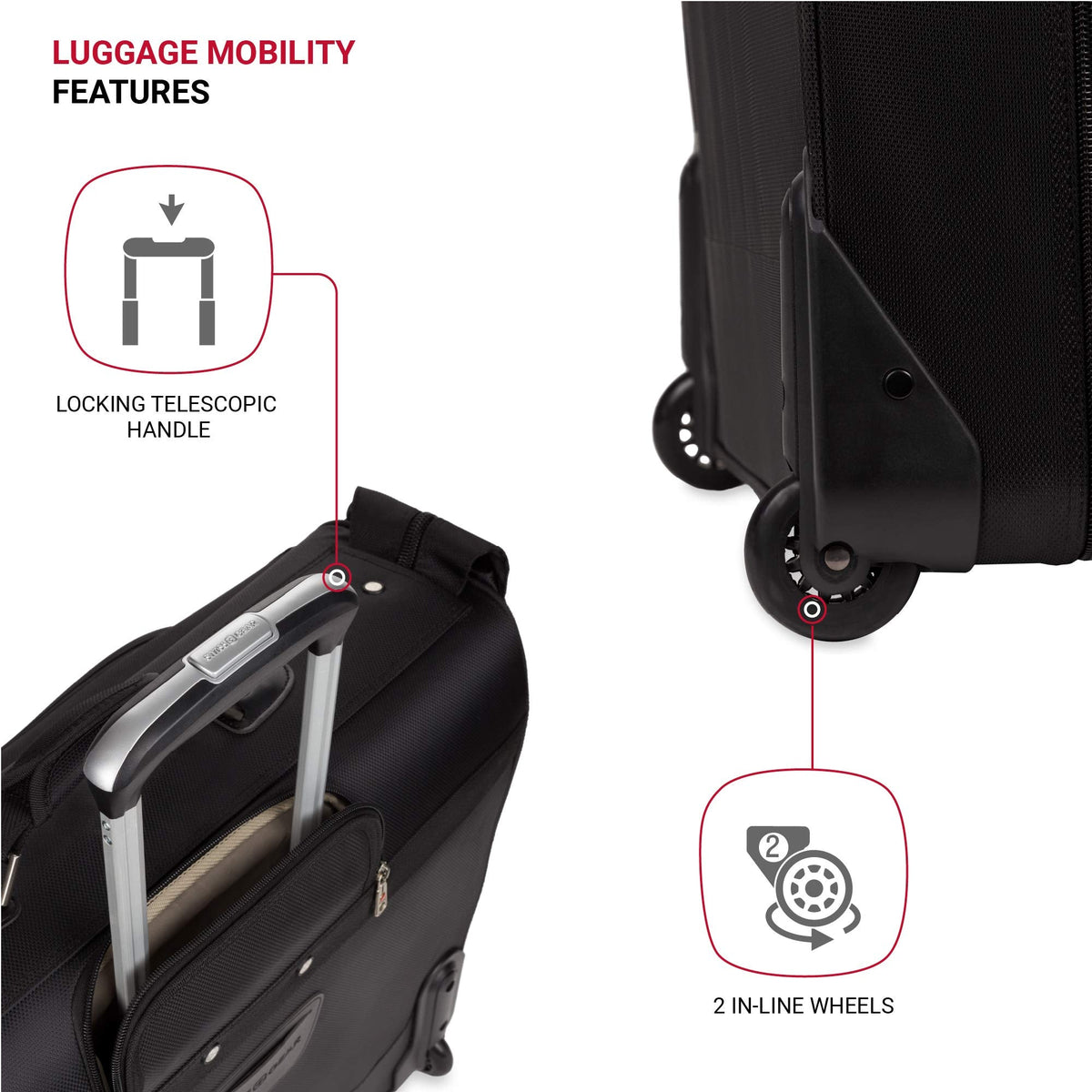 SwissGear 7895 Premium Rolling Garment Bag, Bonus Hanging Feature, Men's and Women's, 24-Inch Luggage - Black