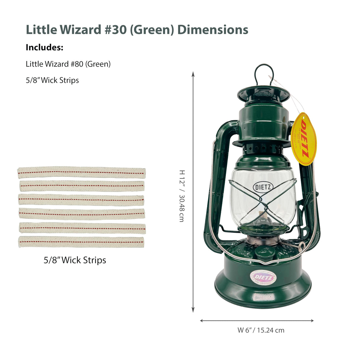 LIGHT OF MINE Little Wizard Oil Lantern, 12in Height, 17 oz Capacity, 23 Hour Burn Time, Green, Model PARE-CHIMN