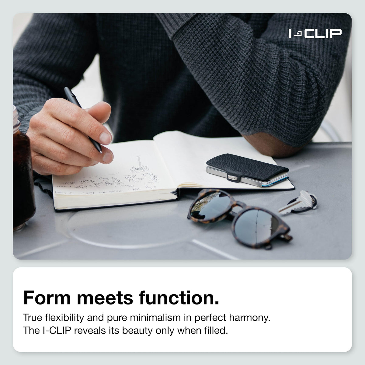 I-CLIP, Premium Men's Leather Wallet, Versatile Changeable Money clip, Secure Card Holder, Compact Men's Wallet Minimalist, Sleek Slim Design, Perfect Money Clip Wallet for Men - Black
