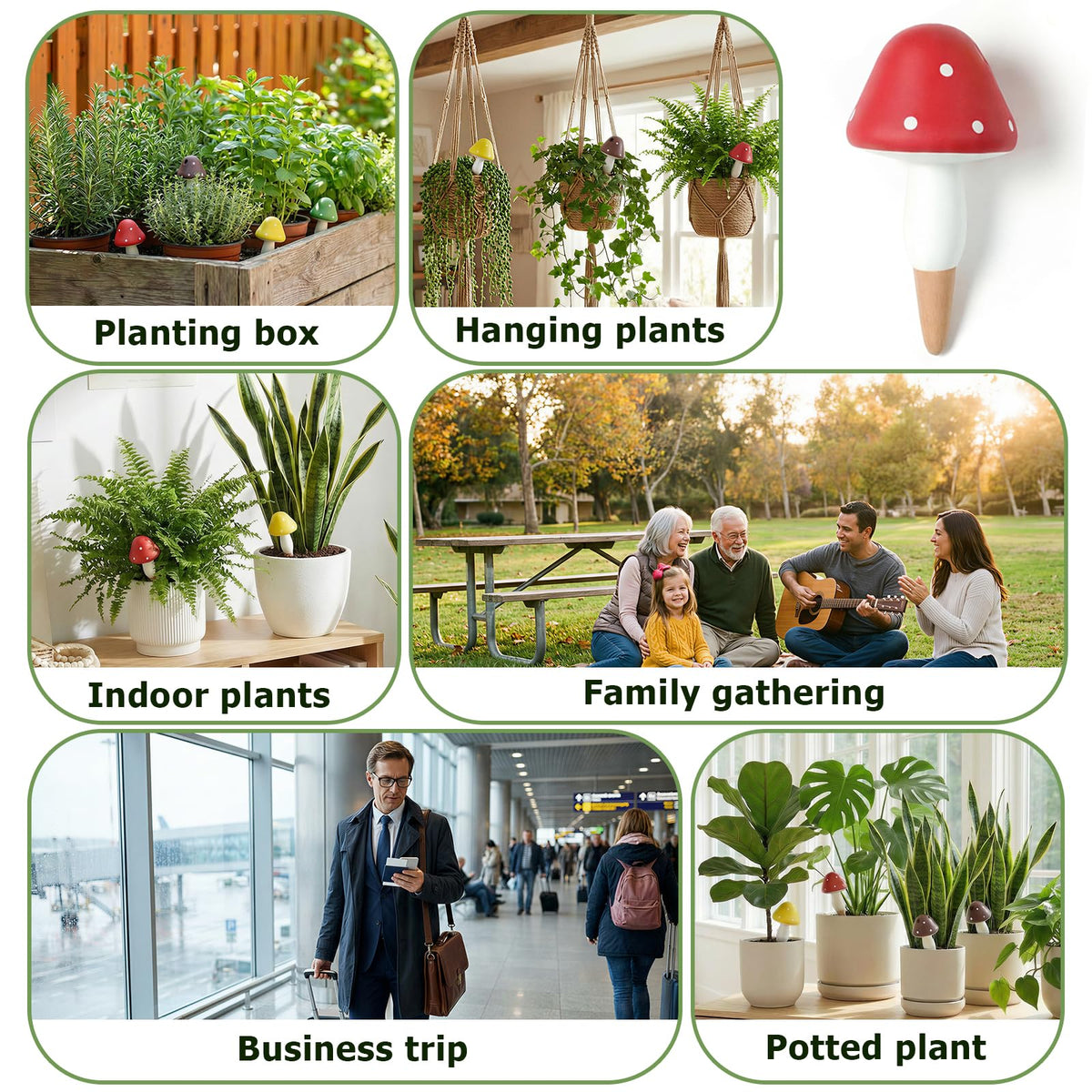 Prashent Plant Watering Globes, 16 Pack Self-Watering Terracotta Spikes - Mushroom Shape Irrigation Devices for Indoor & Outdoor Plants, Slow Release Watering System