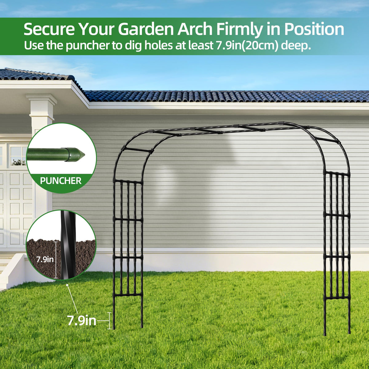 Garden Arch Trellis,114 x102.4 in Extra Wide Sturdy Metal Arbor for Climbing Plants,Grape Trellis Vine Support for Flower Vegetable,Wedding Arch Backdrop Stand for Ceremony Party