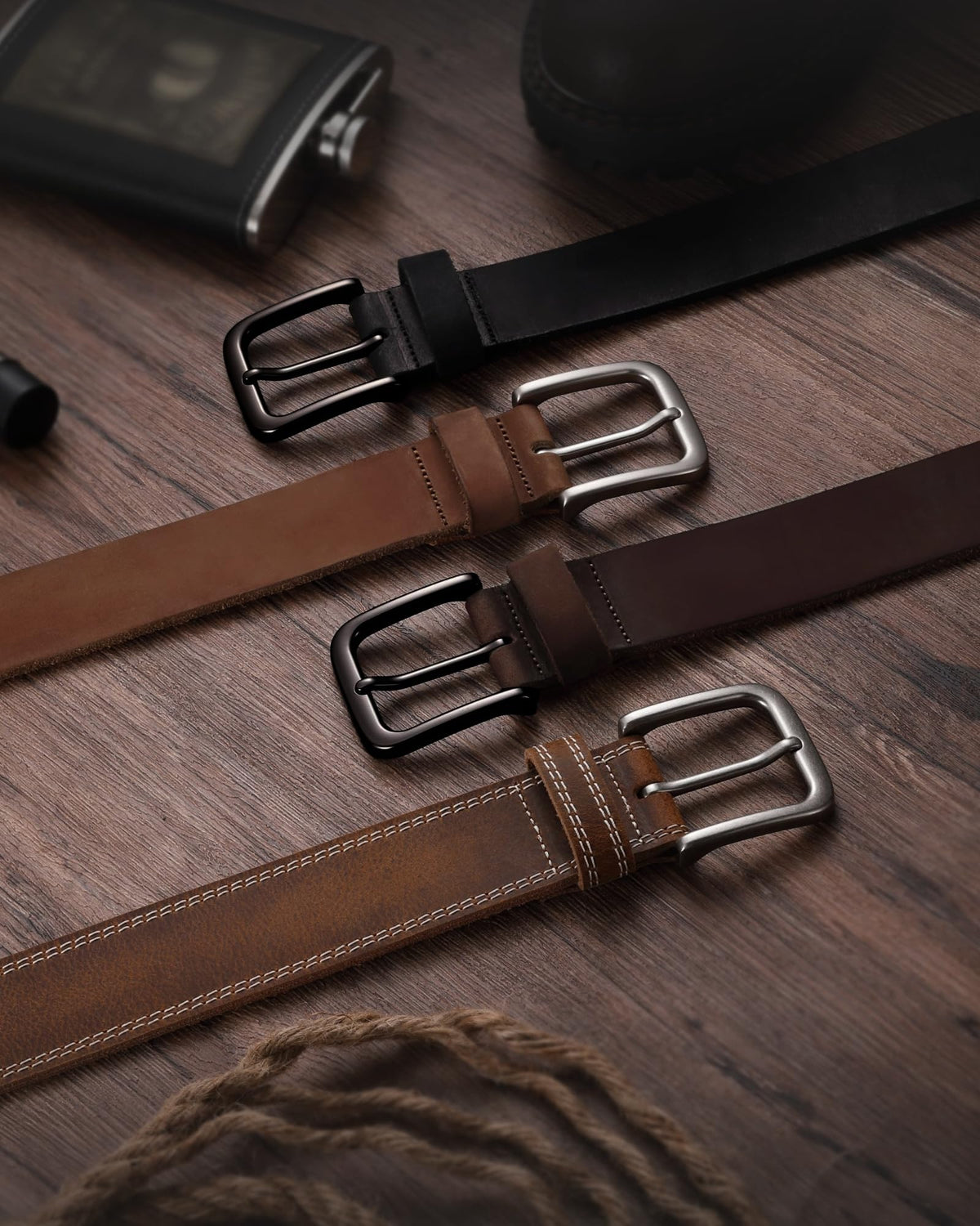 CHAOREN Full Grain Leather Belt for Men, Work Belts for Men Heavy Duty, Daily Wear for Jeans Pants