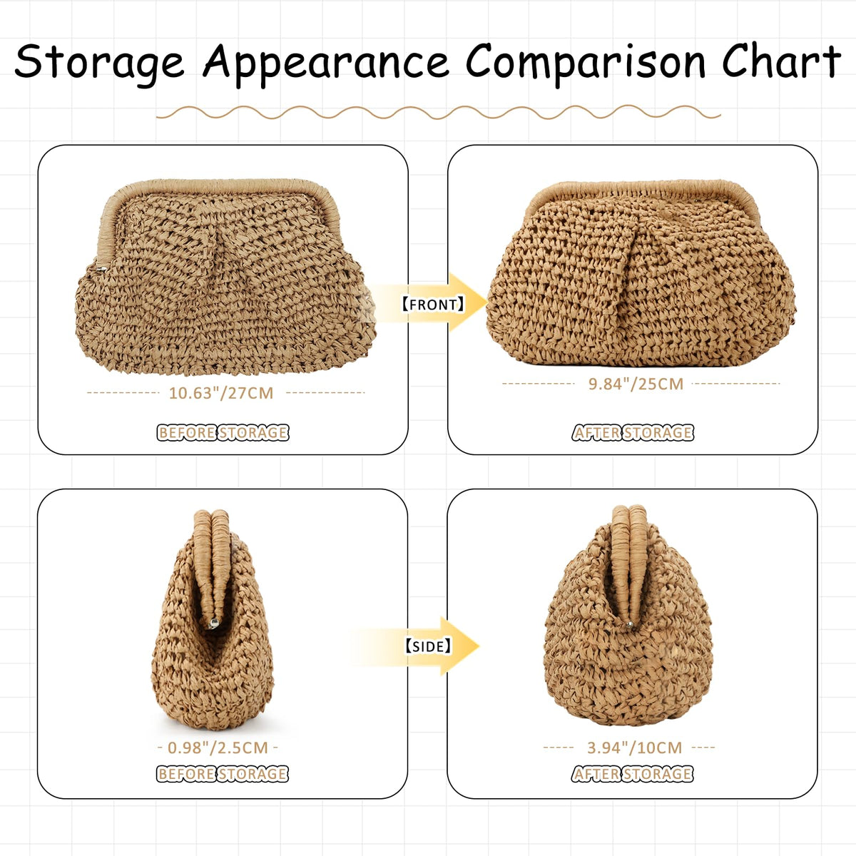 Emprier Straw Clutch Purses for Women Cloud Dumpling Pouch Straw Crossbody Shoulder Handbag Summer Beach Woven Bag