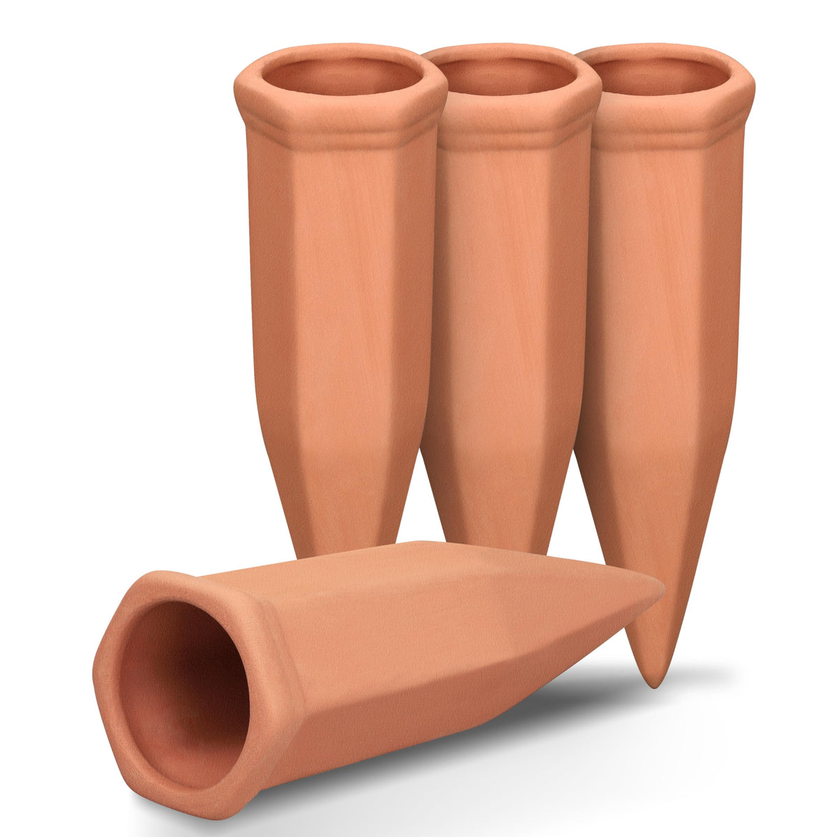 Soilagua Terracotta Watering Spikes, Wine Bottle Watering Stakes, Slow Release Self Watering Planter Insert for Out | Indoor Plants, Vacation Plant Watering Devices, Automatic Plant Waterer, 4-Pack