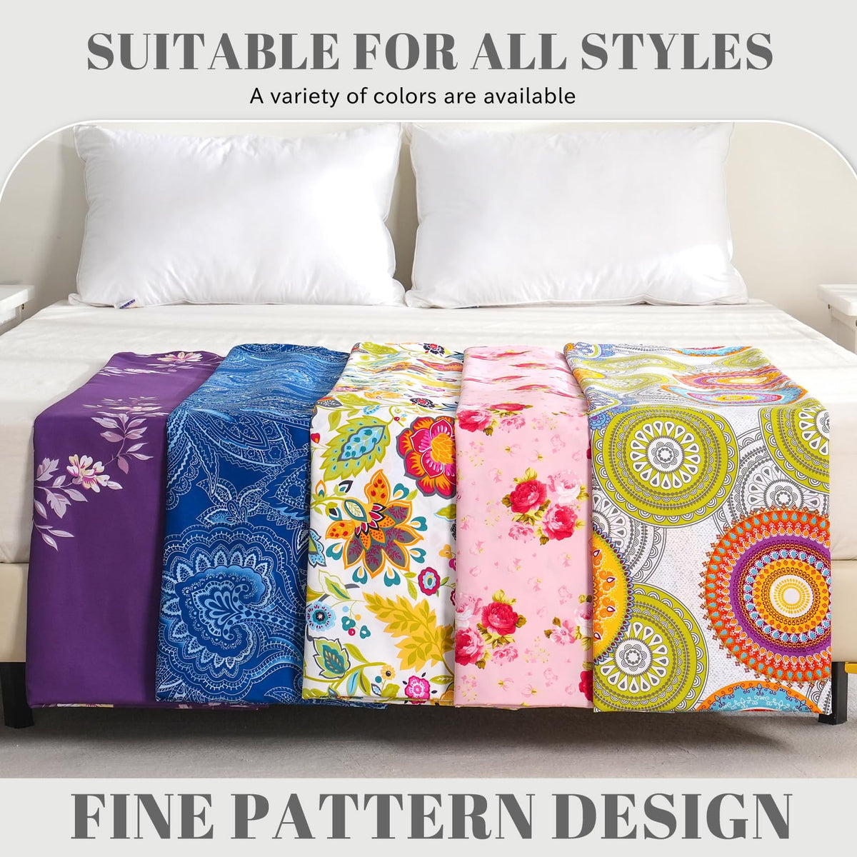 Bedlifes King Sheet Set Ultra Soft, Breathable, Silky Flower Deep Pocket 100% Microfiber Bedding, 4 Piece King Size Dark Purple Floral