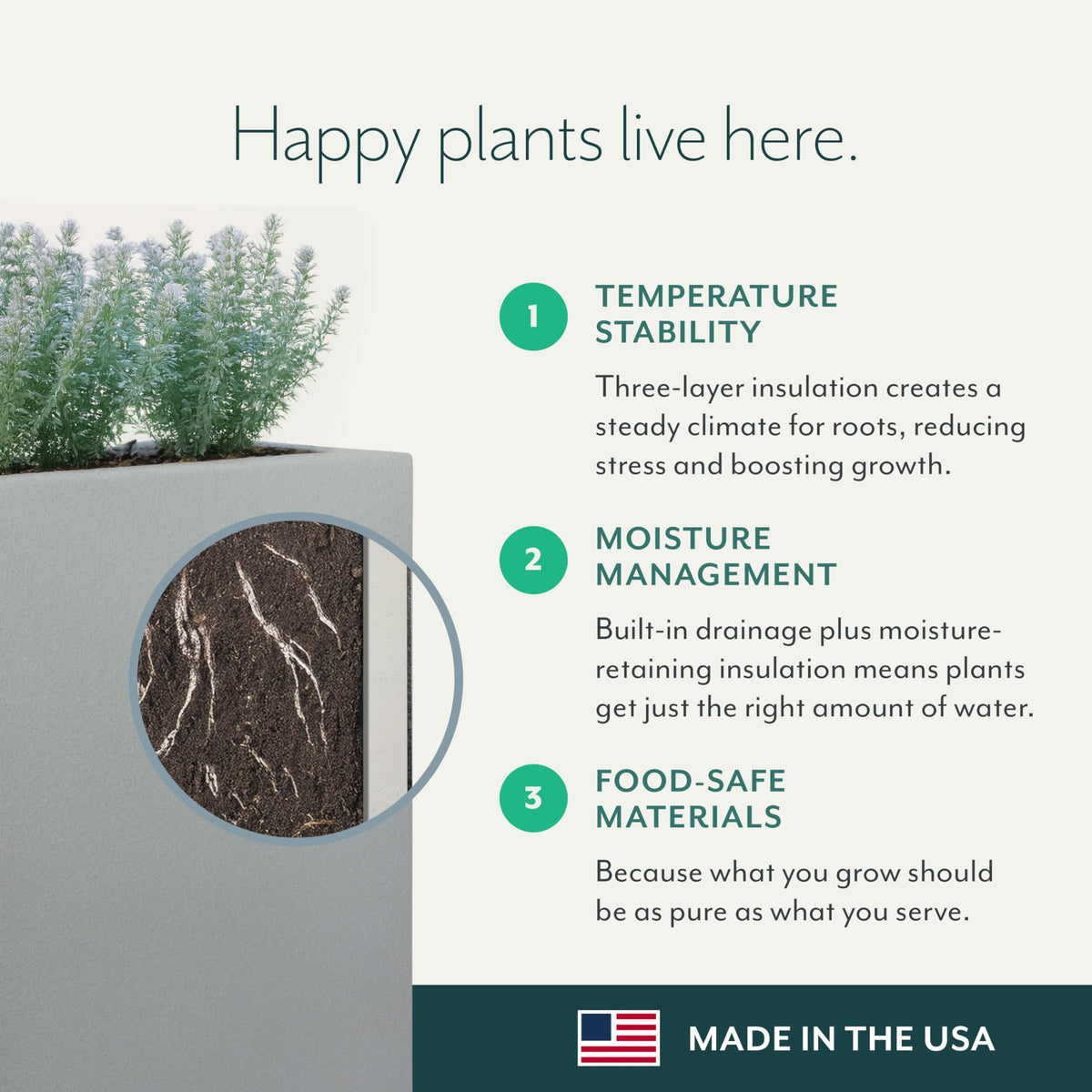 PolyStone Monterray Modern Outdoor/Indoor Square Planter - 23" x 23" x 19" H - Lightweight Weather Resistant Stone-Look Resin Planter - Commercial & Residential - Greige