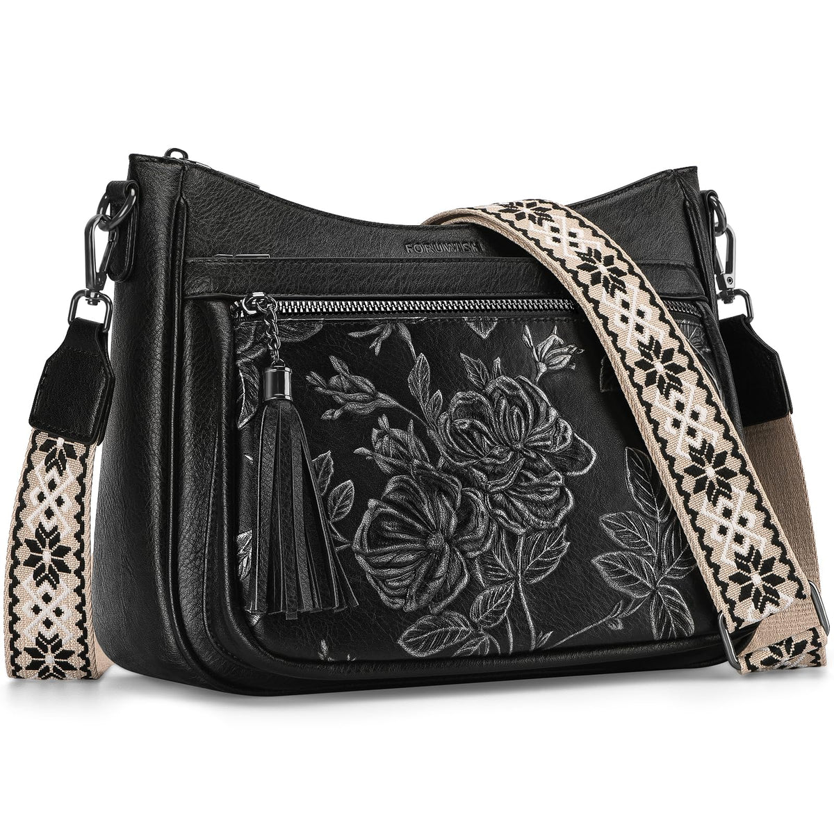Crossbody Bags for Women, Purple Vegan Leather Medium Crossbody Purse, Spacious Daily Travel Shoulder Bag with Boho Strap