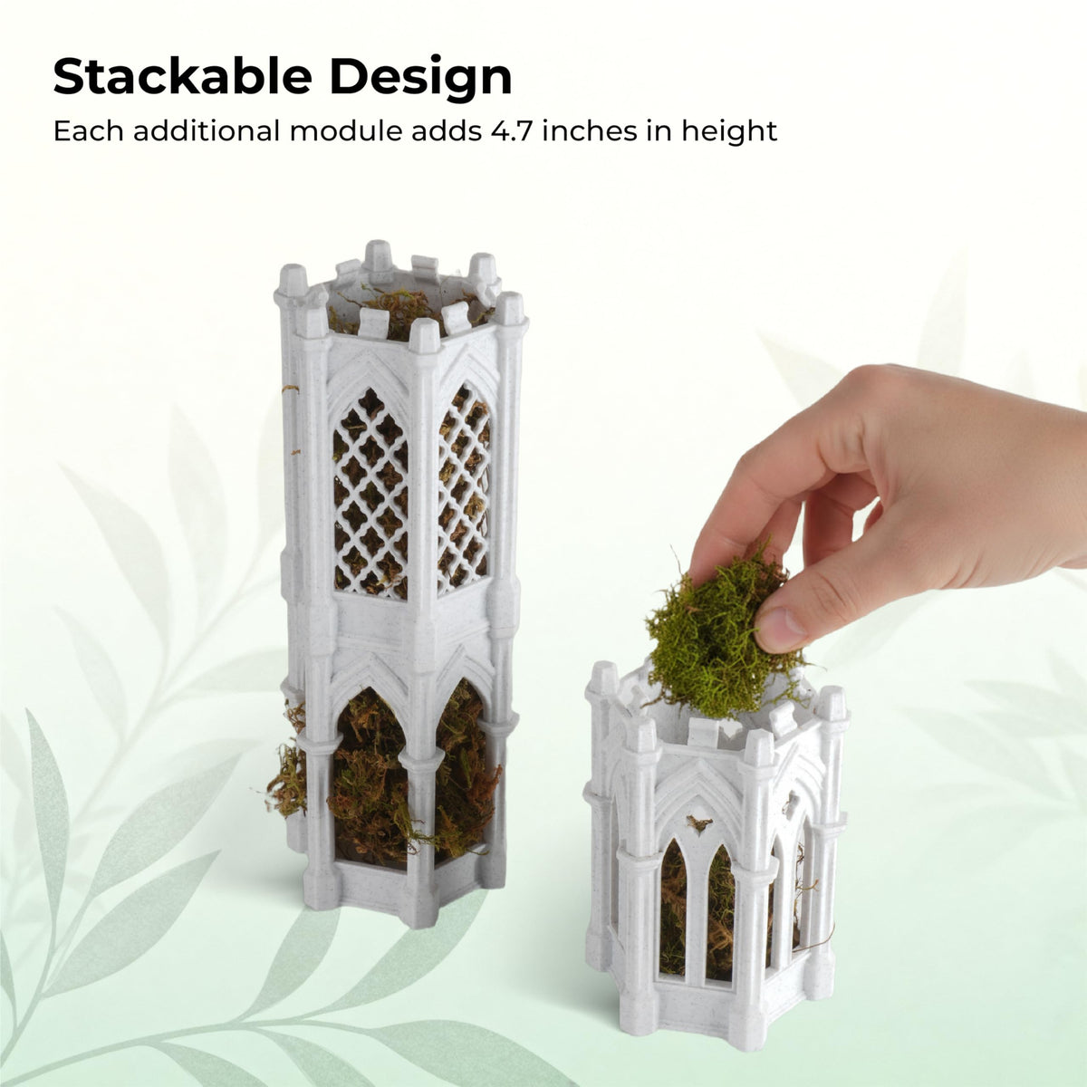 Gothic Tower Moss Pole – Modular Stackable Self-Watering Indoor Climbing Plant Totem, Can Be Used as Moss Pole, Plant Stake or Climbing Support
