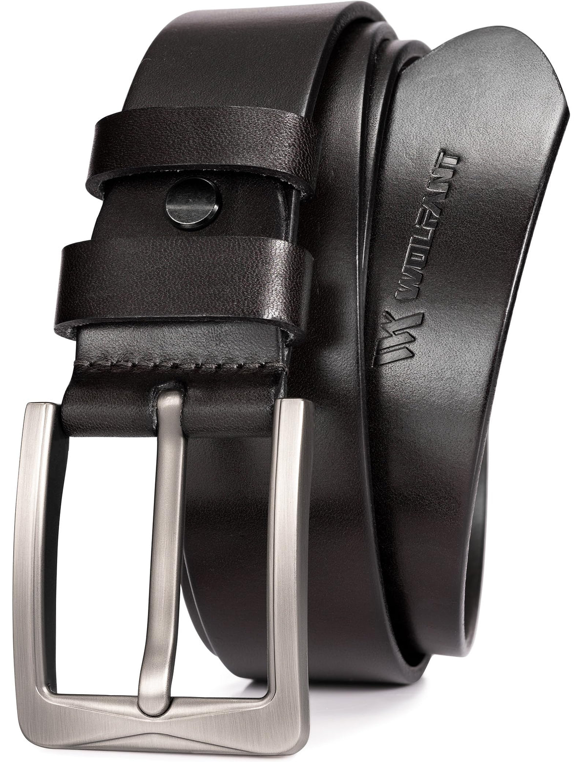 WOLFANT 1.5" Full Grain Leather Belt for Men in Gift Box,100% Italian Real Solid Leather