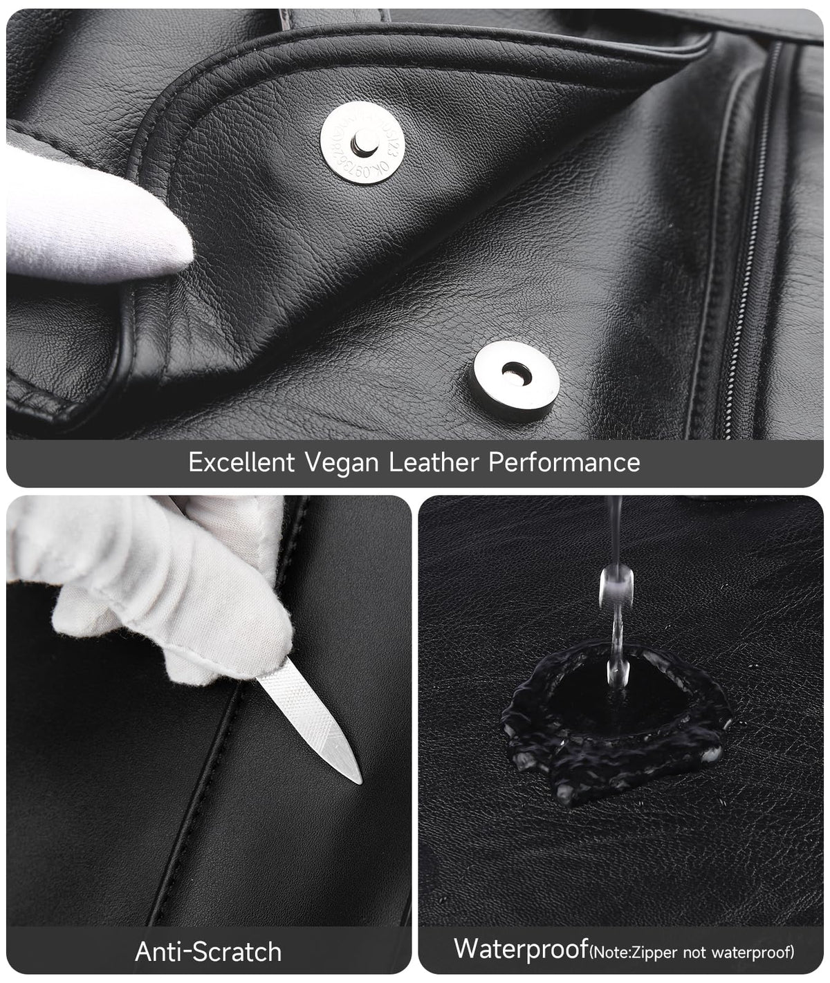 MOYYI Black Leather Backpack for Men Waterproof Fit 15.6 inch Laptop Backpack Work Commute Casual Daypack