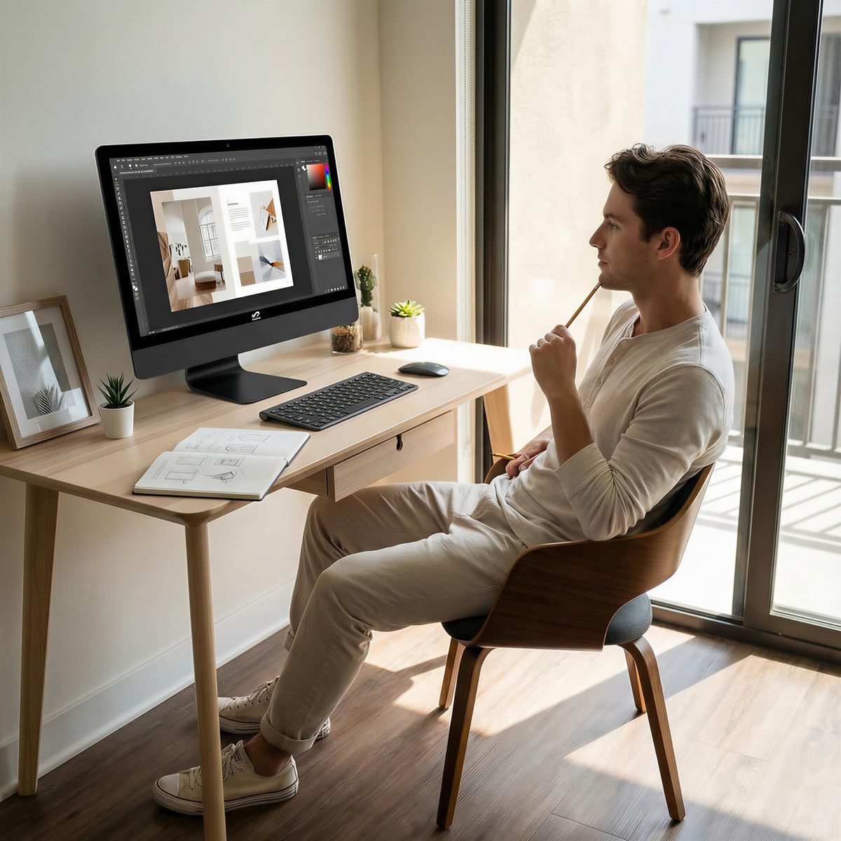 STGSivir All in One Desktop Computer, 24" FHD Display, Intel Core i5 up to 3.6G, 16G RAM, 1T SSD, WiFi, BT 5.0, RGB Keyboard & Mouse, Webcam, Windows 11 Home