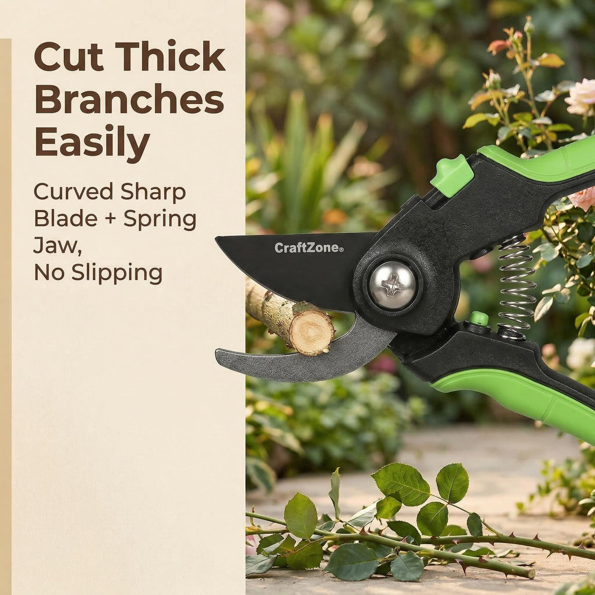CRAFTZONE Garden Pruning Shears 2 Pack 8" Bypass Plant Shears & 6.25" Advanced Garden Scissors Garden Hand Tools for Trimming Flowers Cutting Plants Gathering Fruit