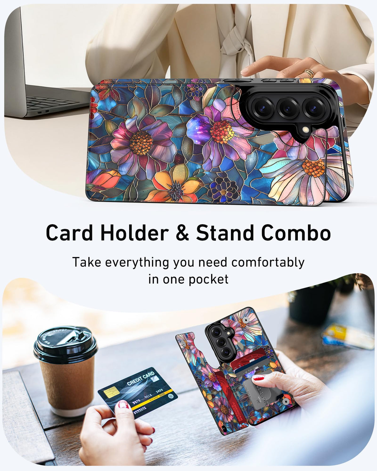 bemal Wallet Case for Samsung Galaxy S26, Floral PU Leather Phone Cover with Card Holder Slots, RFID Blocking, Kickstand, Cute Aesthetic Protective Case for Women Girls, Vibrant Defined Blossoms