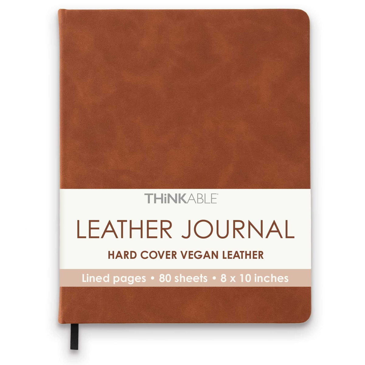 THiNKABLE Lined Journal Notebook, A4 Brown Vegan Leather Hard Cover Journal for Writing, Large 8.25x10.25 inches, Lined Notebook For Work, Work Notebook