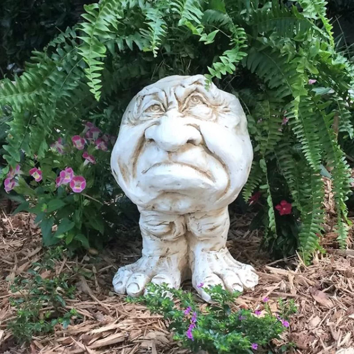 Sheremart Whimsical Face Planter - 6inch Funny Wizard Head Sculpted Pot (Antique White Resin), Unique Succulent Planter for Indoor/Outdoor Garden Decor (1#)