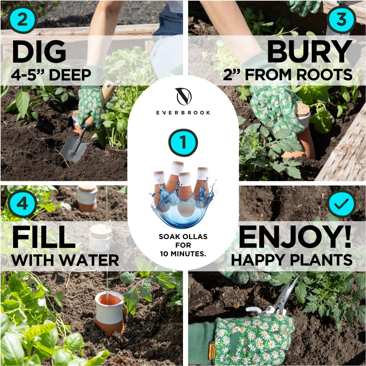 Everbrook Plant Self Watering Globes - Terracotta Watering Spikes - Slow Release Olla Watering Pots - Drip Irrigiation Olla System