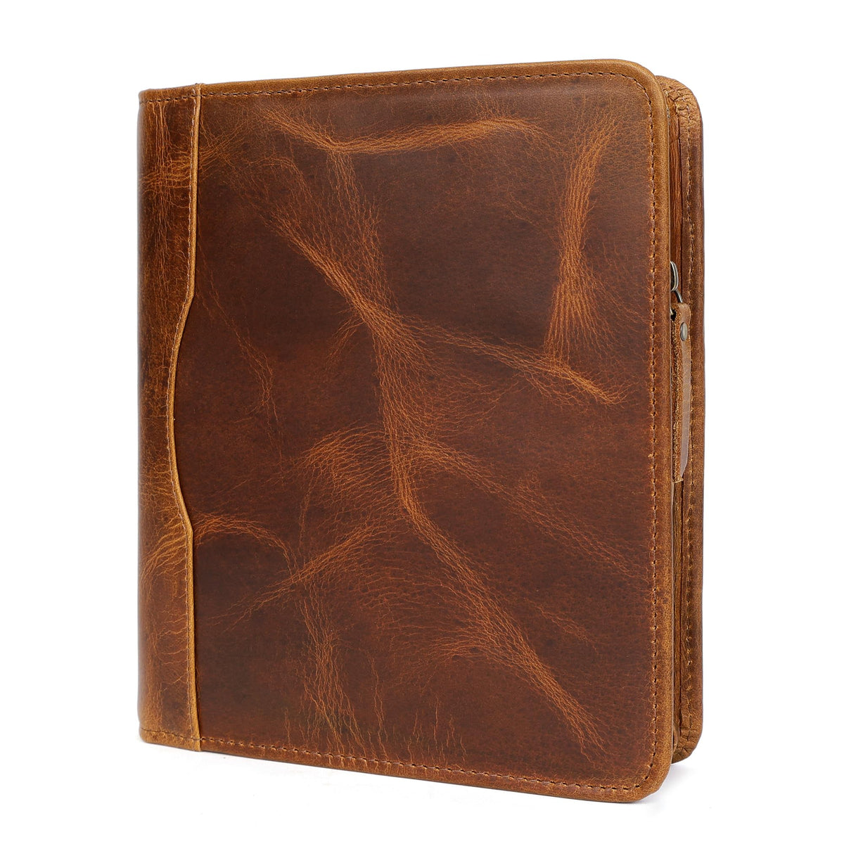 ELIZO Leather A5 Portfolio Padfolio Folio A5 Notebook Journal Cover Planner Binder Small Mens Business Work Folder Organizer (Antique)