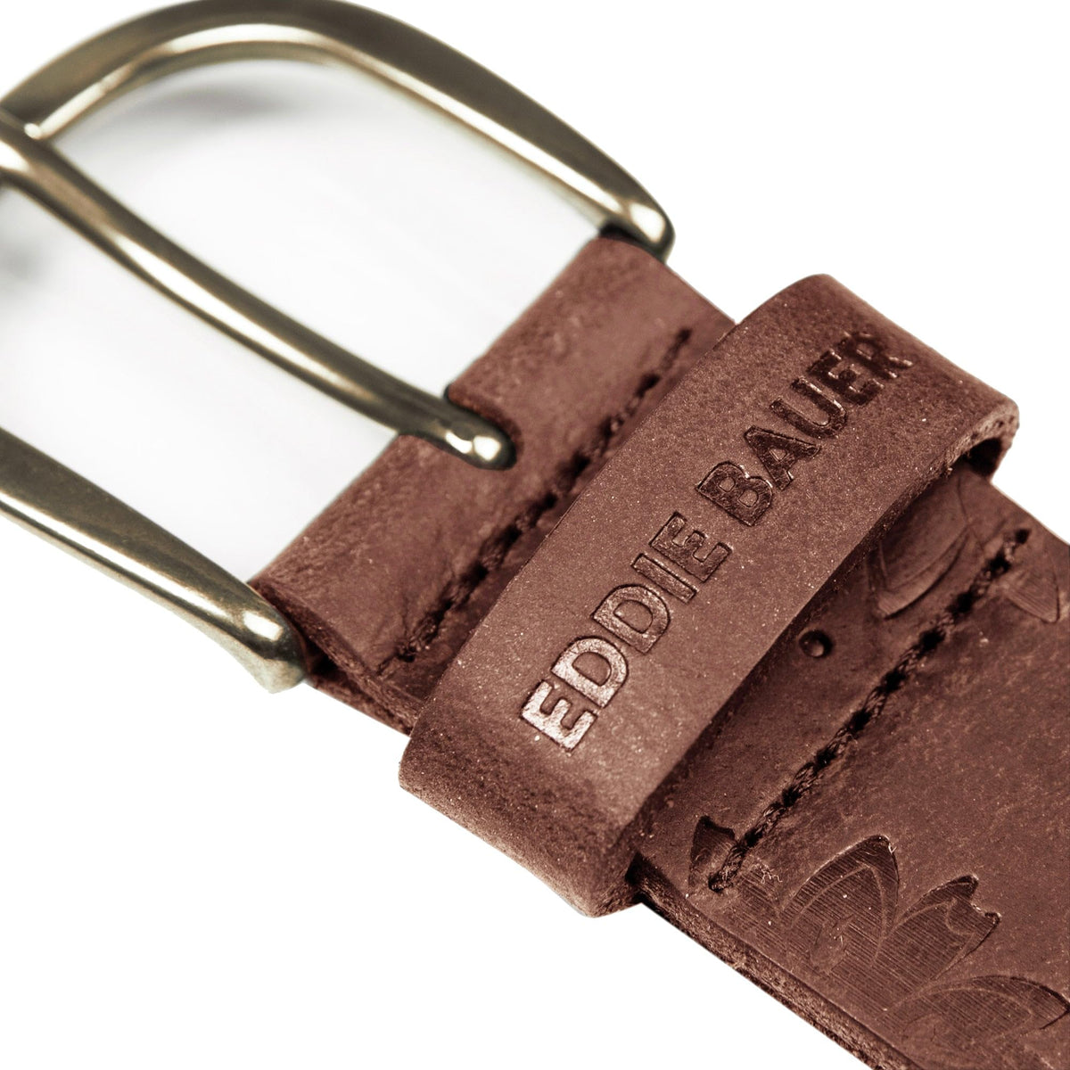 Eddie Bauer Women's Casual Leather Belts with Durable Metal Buckle, Floral Tooled - Tan, Large