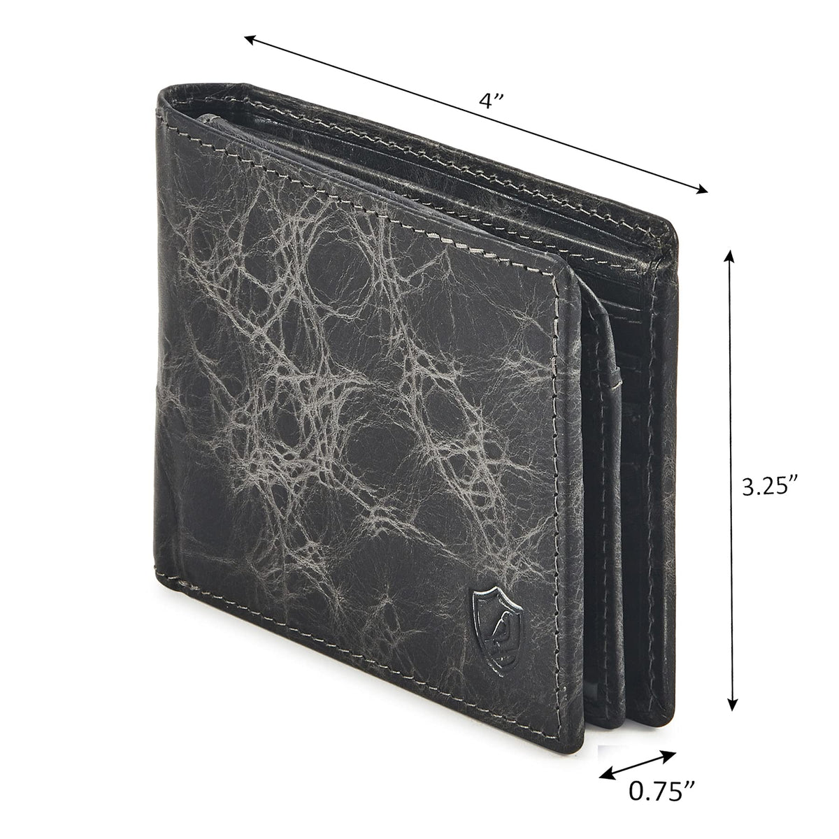 Wallet for Men Slim RFID Blocking Leather Bifold Minimalist 2 ID Windows Gift Box Carteras Para Hombres (DISTRESSED, ANTHRACITE)