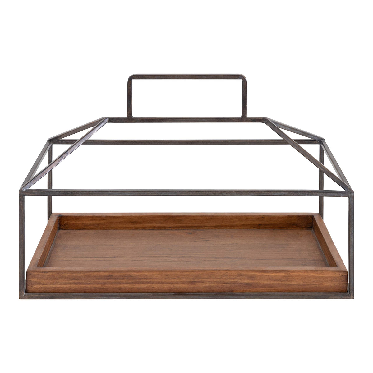 Kate and Laurel Huxley Farmhouse Wood and Metal Tabletop Planter, 16 x 6 x 11.5, Caramel Brown Wood and Iron, Chic Rustic Planter