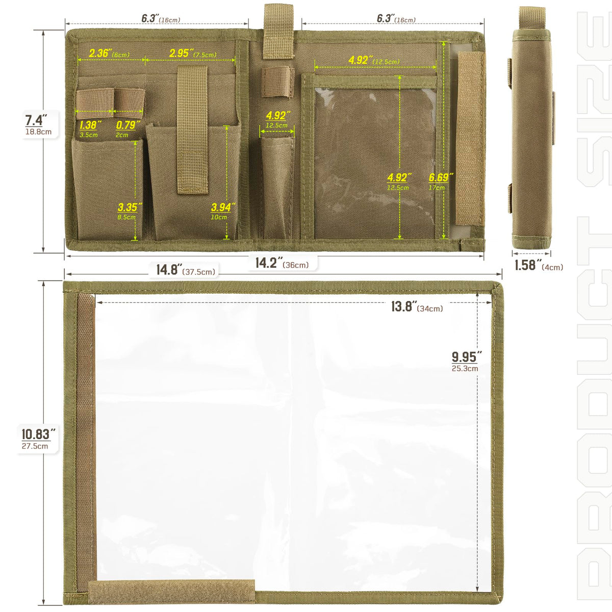 LIVANS Tactical Pouch Military Map Case Holder Army Foldable Map Storage Pouch Multifunctional for Outdoors or Hiking - 13"x10" Clear Viewing Area,1000D Oxford + Waterproof TPU