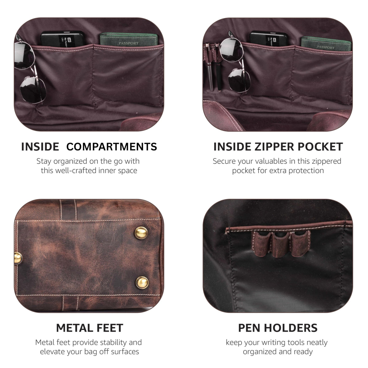 Leather Village Leather Duffel Bags for Men & Women-Stylish Travel Weekender Carry-On Sports Gym Overnight Luggage Bag - 20 Inch - Rustic Brown