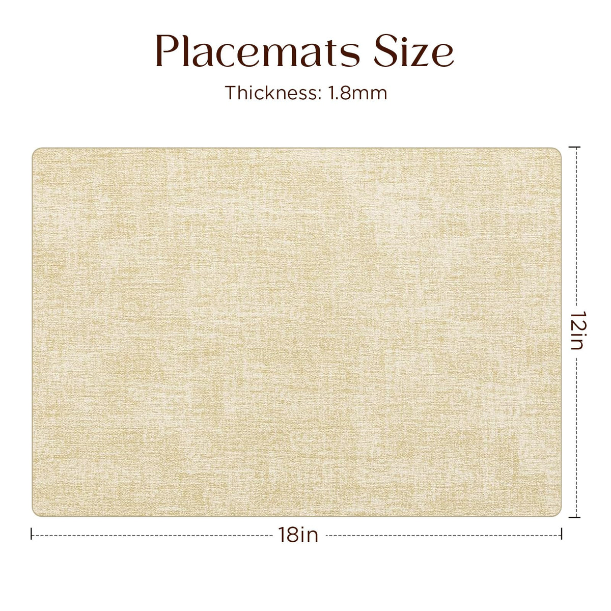 Newise Leather Placemats Set of 6-18 x12 inch, Washable Heat Resistant Place Mats for Patry Kitchen Dinner, Beige
