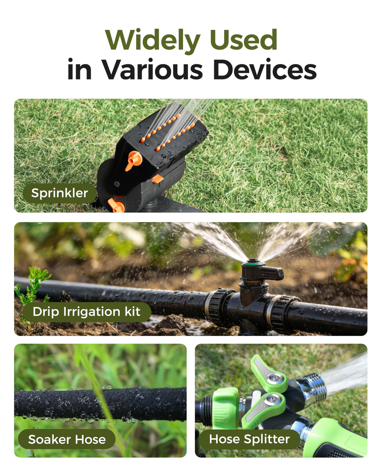Diivoo Brass 3 Zone Sprinkler Timer, Programmable Hose Timers for Watering 3 Outlet with Large Display, Rain Delay & Manual Mode for Outdoor Automatic Irrigation of Garden, Lawn, Yard