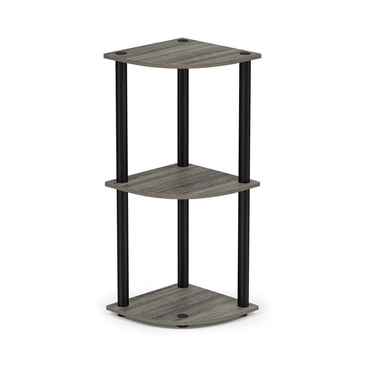 Furinno TURN-N-TUBE Corner Shelf, 3-Tier Corner Bookshelf, Display Storage Shelves with Open Shelves, for Organization and Storage, Living Room, Home Office, Garage, French Oak