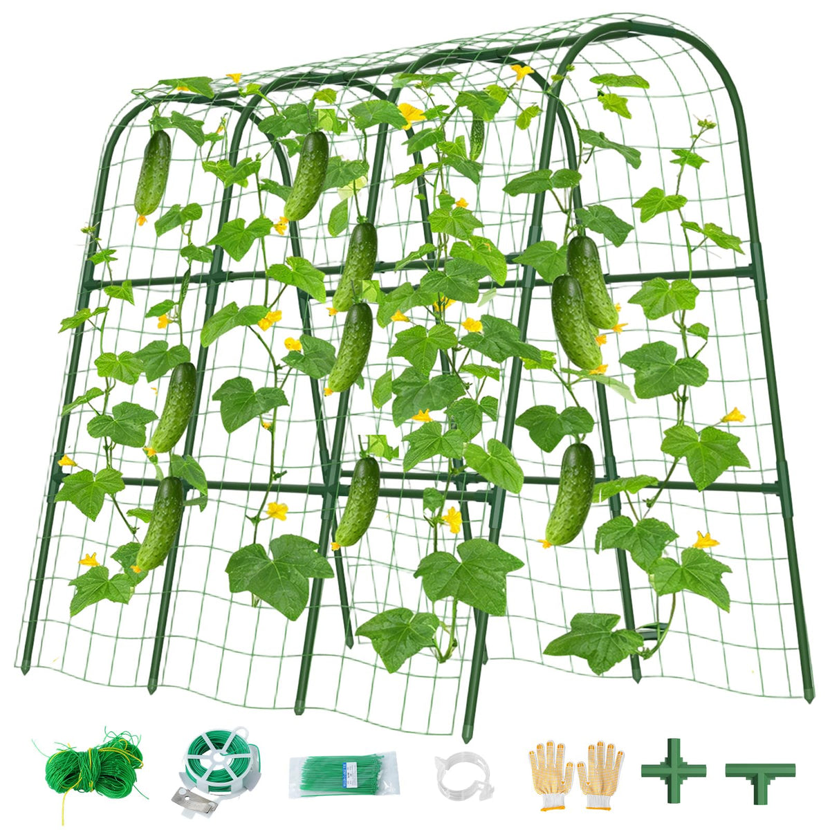 Cucumber Trellis for Raised Bed, U-Shape Garden Trellis for Climbing Plants Outdoor, Metal Arch Vegetables Trellis, Plant Support for Grape Vine Beans Squash Peas Flower