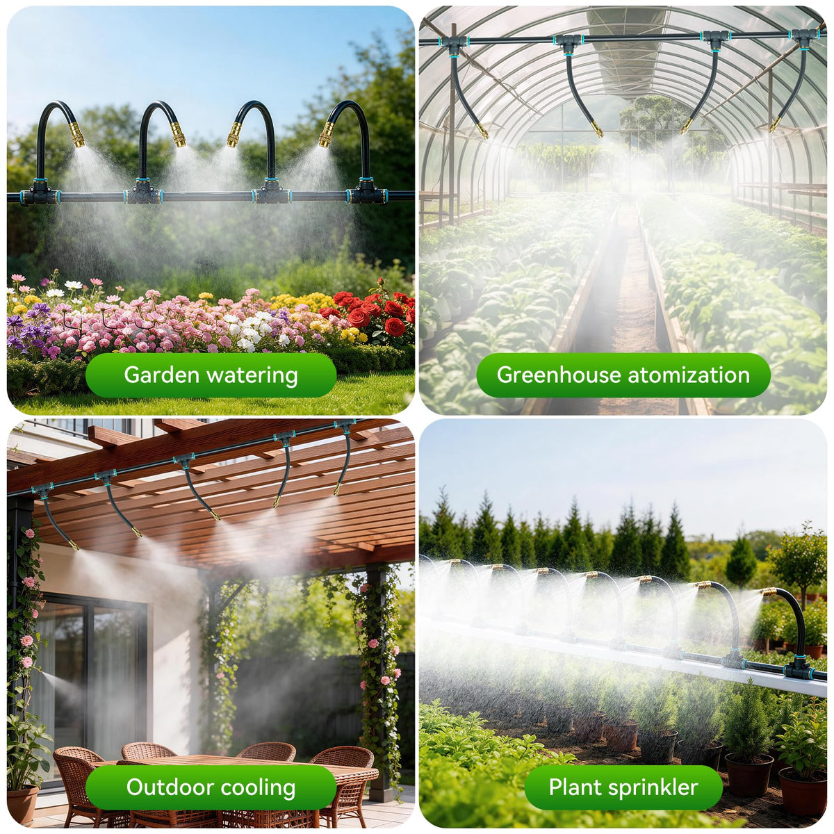 360° Adjustable Drip Irrigation System 100FT,5/16" Garden Watering Kit with 16 Copper Nozzles,82Pcs Drip Irrigation Kit，Automatic Misting Sprinkler System for,Raised Bed, Patio, Lawn & Yard Care