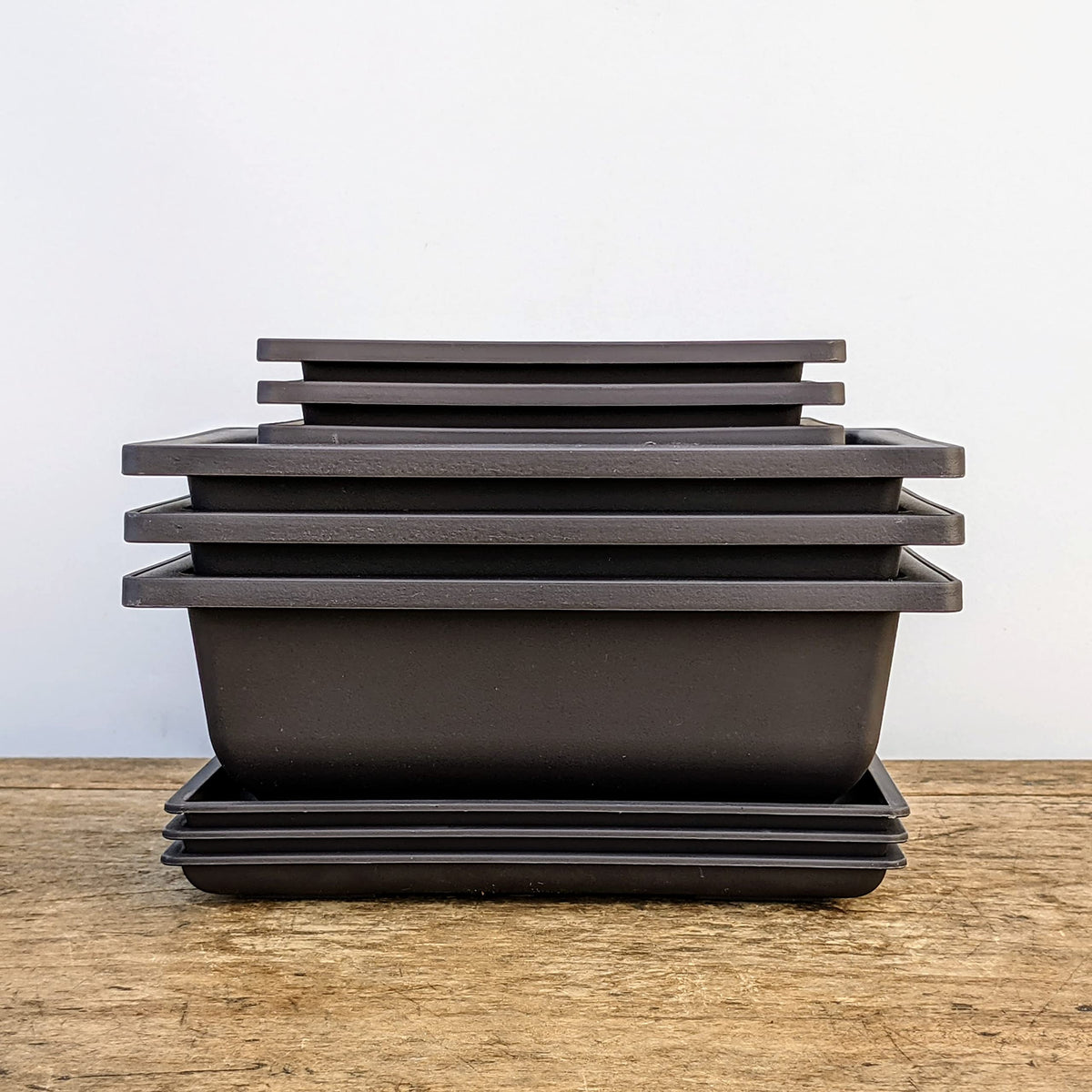 Tinyroots Bonsai Training Pots with Humidity Trays - Built in Mesh, 6" and 8" Large Planter Combo Pack + Made from Durable Shatter Proof Poly-Resin (Set of 6 Pot Set)…