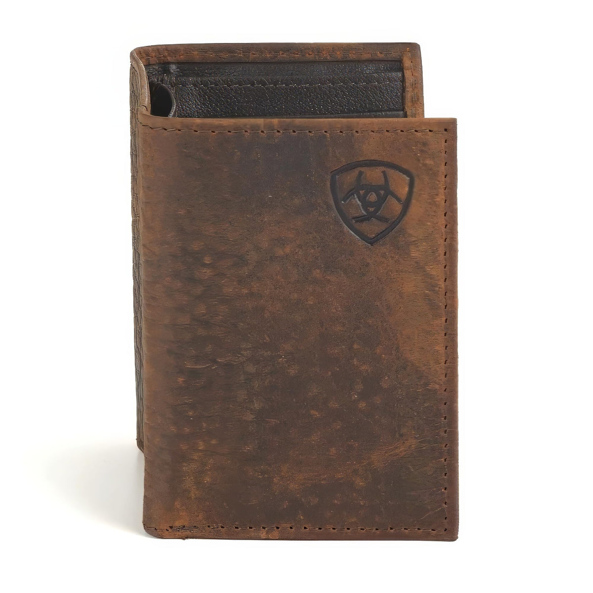ARIAT Trifold Wallet Emboss Corner Logo Brown One Size