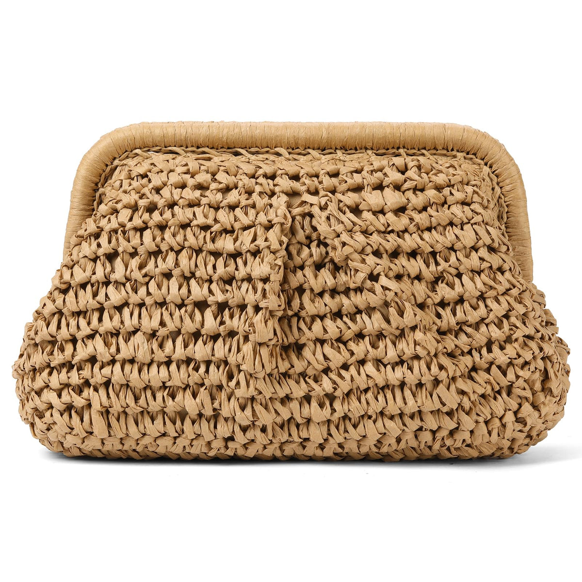 RNIEGA Straw Clutch Purses for Women Cloud Dumpling Pouch Straw crossbody Handbag Summer Beach Woven Shoulder Bags