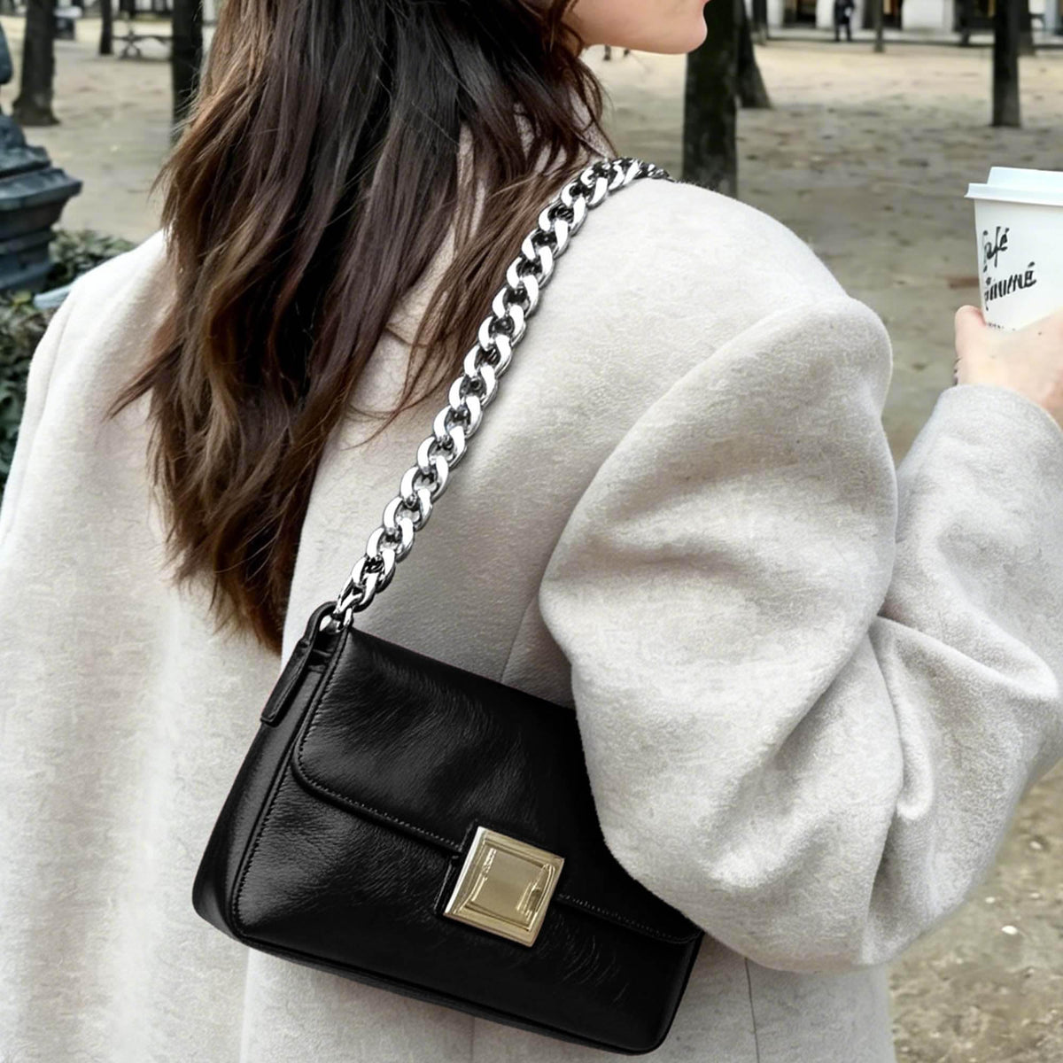GEMIU Shoulder Bags for Women, Leather Bucket Crossbody Bag Trendy Chain Hobo Handbags Purses for Everyday Work