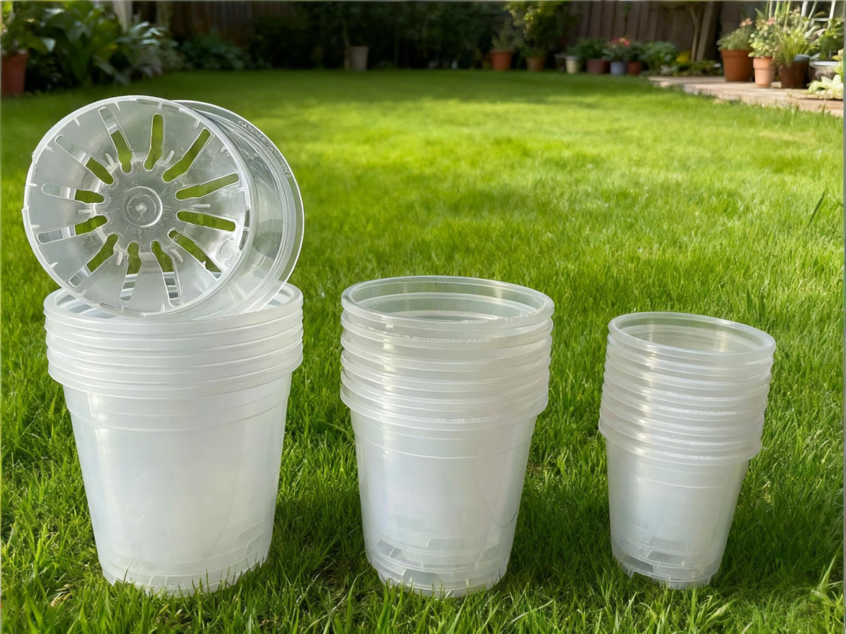 NABAOXUN 12 Pack 6.7/5/4.5 Inch Clear Plastic Pots for Plants，Thickened and Durable Nursery Pots for Plant，Plastic Plant Pot Seedling Planter Seed Starter Flower