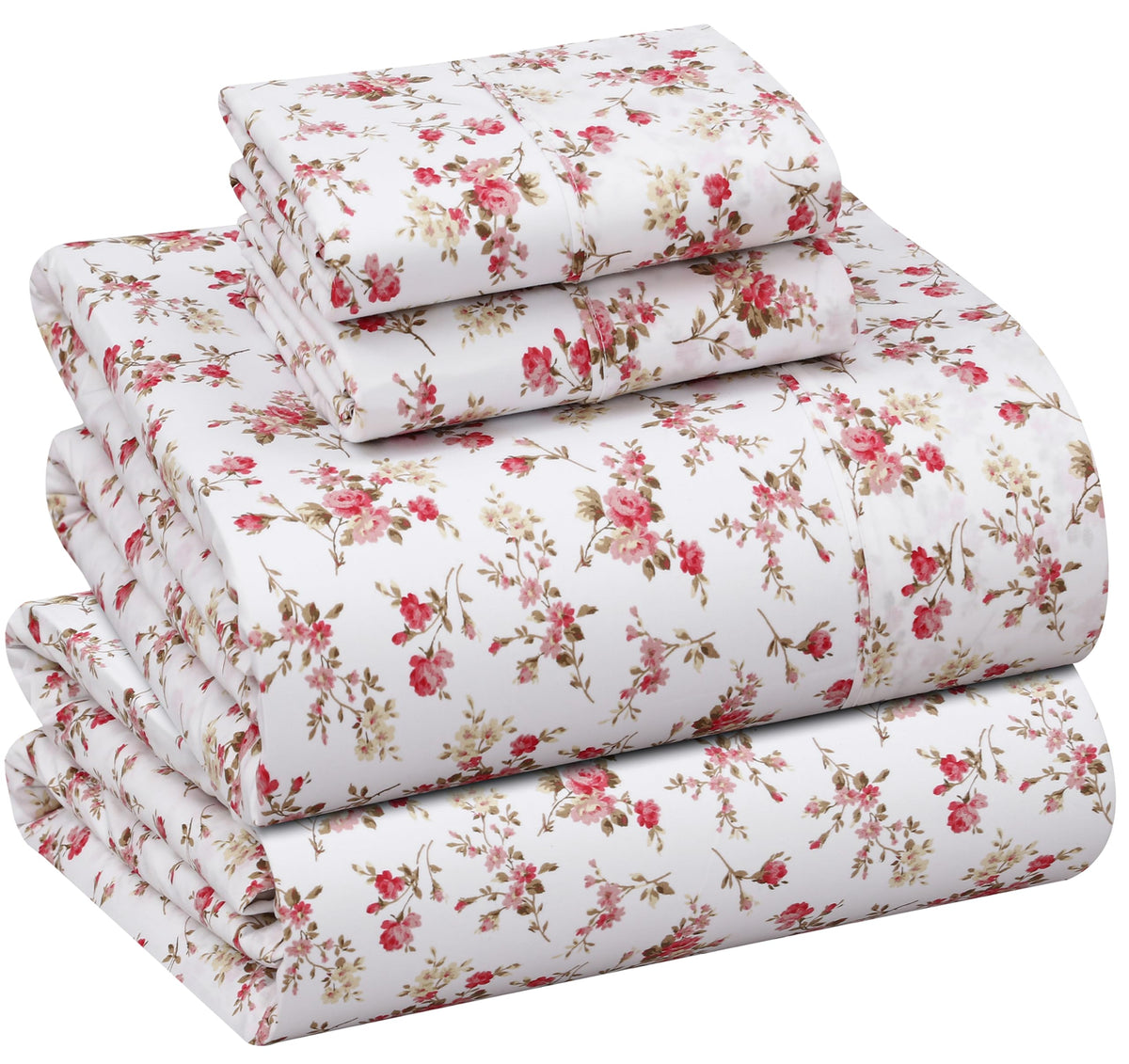 RUVANTI 100% Cotton Percale Sheets Queen Size, Bouquet