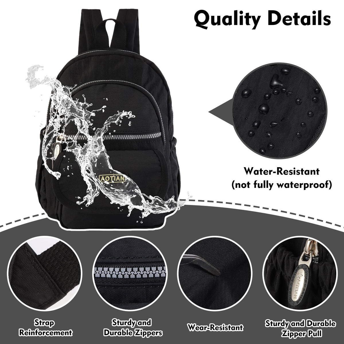 AOTIAN Mini Nylon Women Backpacks Casual Lightweight Small Daypack for Girls