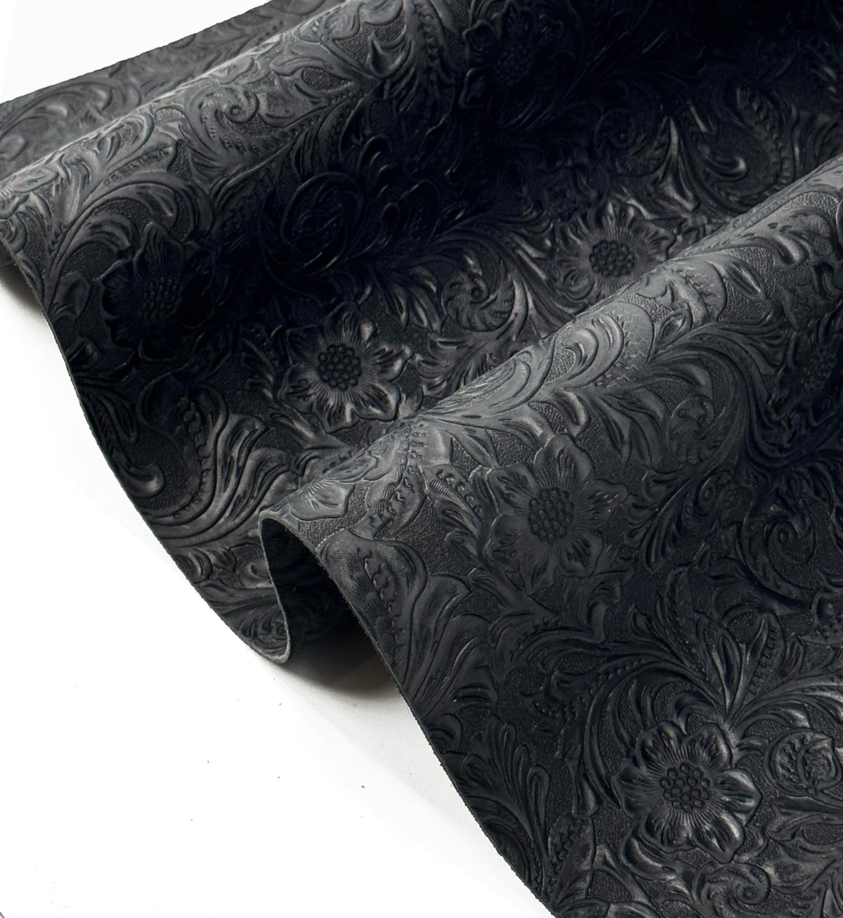 Western Style Bump Texture Geometric Pattern 2.0mm(5-5.5oz) Genuine Leather Sheet, Floral Tooling Craft Leather for DIY Projects (Black | Pattern 12"x24"）