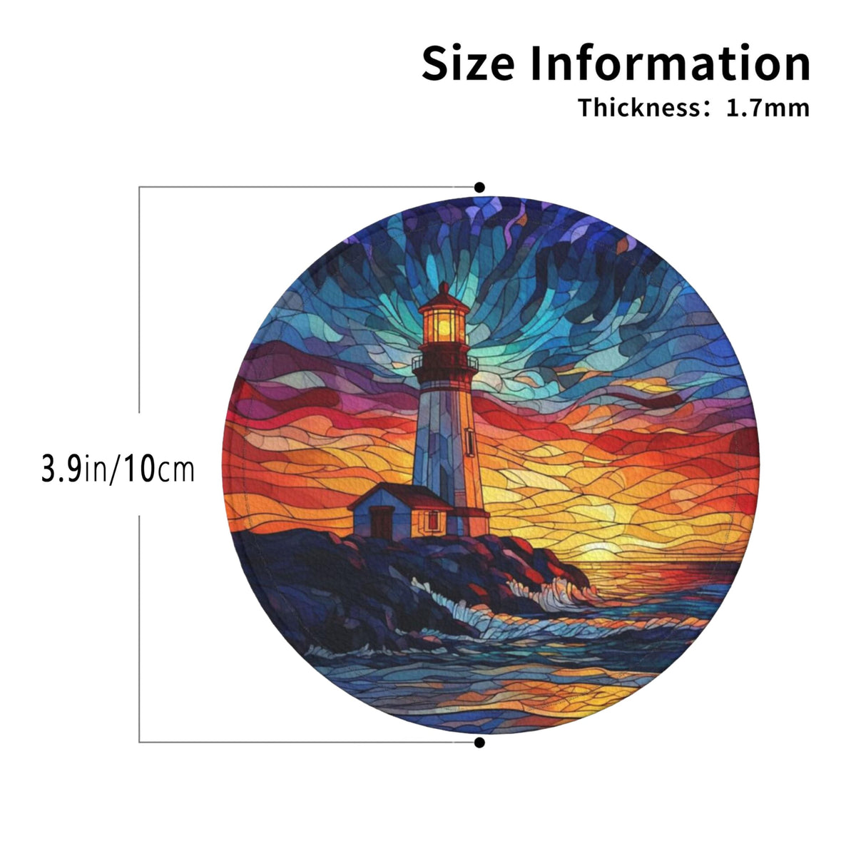 Lighthouse Coasters Leather Round Drink Coasters 6 Pcs Set with Holderor for Cup Drink Coffee Table Bar Home Decor