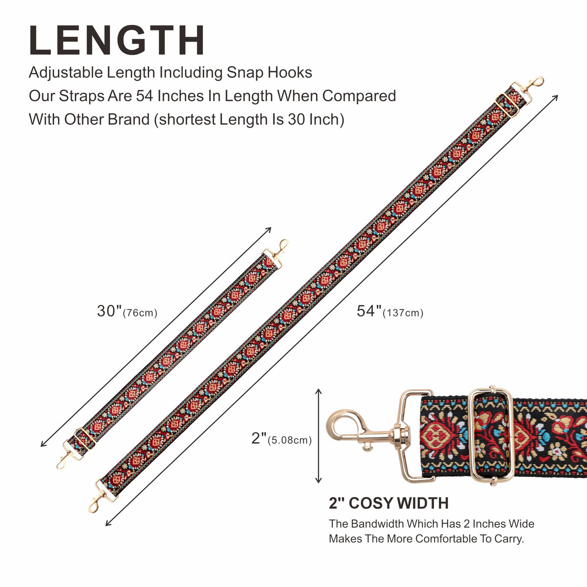 Nefelibata Purse Strap,2" Wide Shoulder Strap Adjustable Replacement,Multi-pattern Crossbody Canvas Bag Handbag Belts for Unisex Handbag,Crossbody Bags,Shoulder Bags(Red Flower)