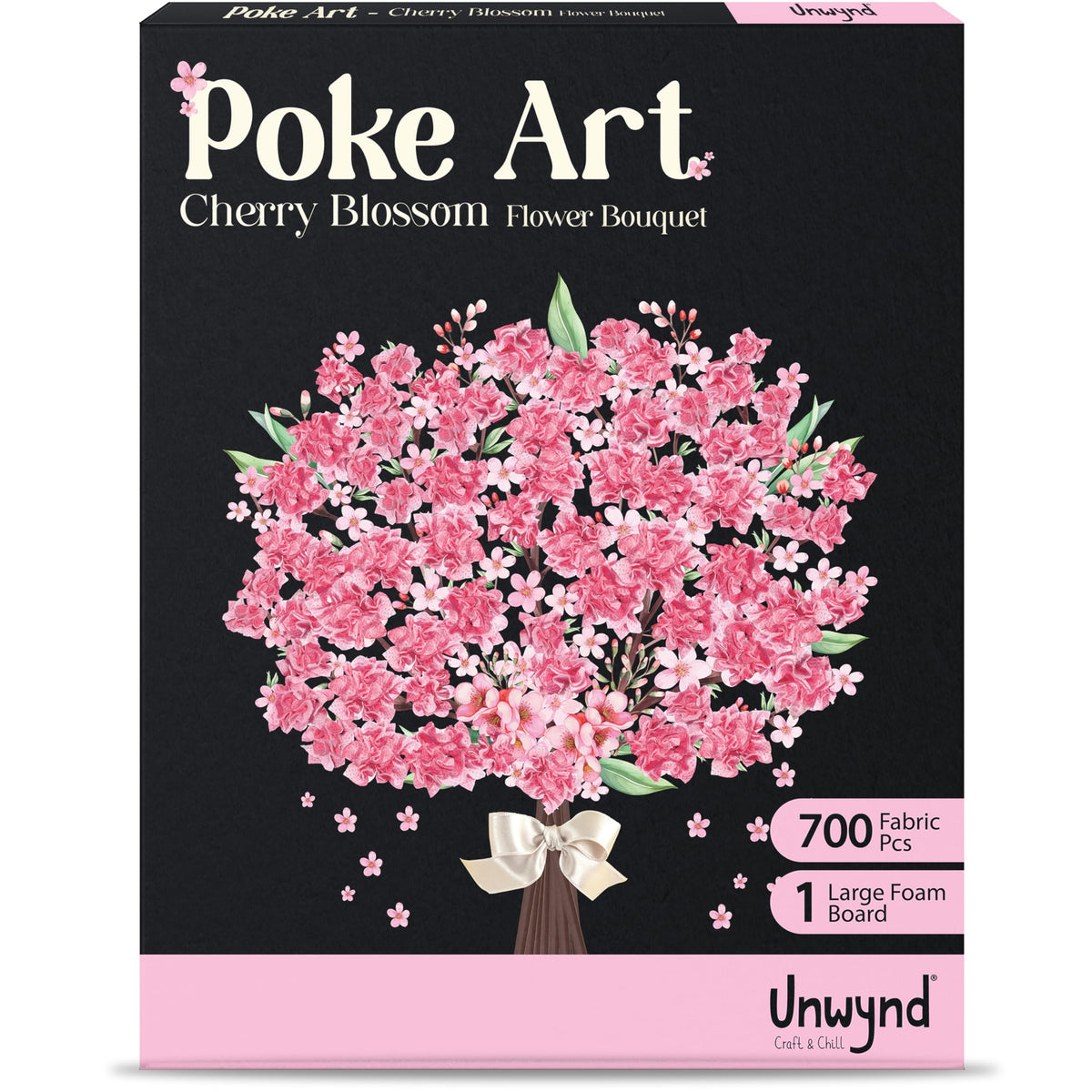 Unwynd Poke Art Cherry Blossom Flower Bouquet | Mess-Free Arts and Crafts for Adults | Teen Craft Kits | Mother's Day Flowers Gift | Gifts for Mother, Women and Men