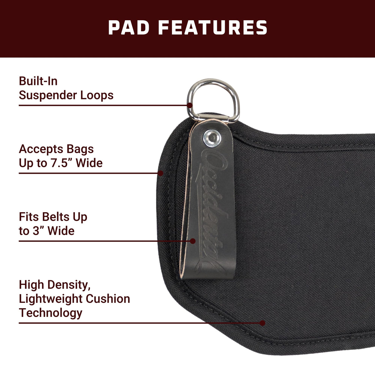 Occidental Leather Hip Buddies, Black - Accepts Any Bag Up to 7.5" Wide - Made in USA